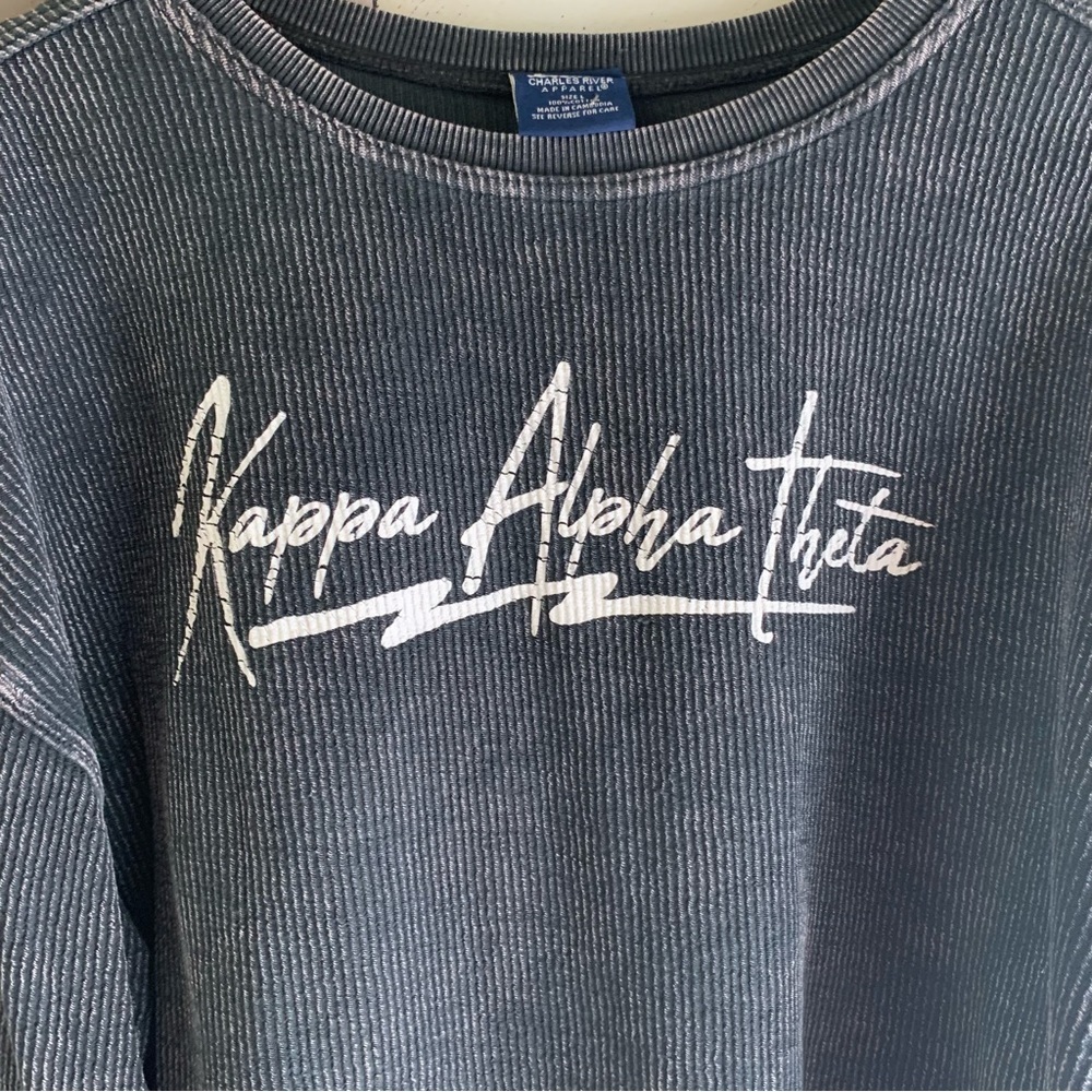 Kappa Alpha Theta Waffle Knit Crew Neck Sweatshirt - Picture 3 of 6